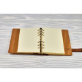 Notebook made of genuine leather and wood "Succulents" on magnetic clasp