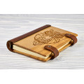 Notebook made of genuine leather and wood "Owl"