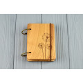 Pocket notebook made of wood A7 on rings  "Dandelions"