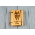 Pocket notebook made of wood A7 on rings "OWLsome" 