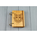 Pocket notebook made of wood A7 on rings "Cat" 