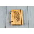 Pocket notebook made of wood A7 on rings "Feather" 