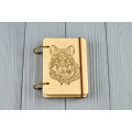 Pocket notebook made of wood A7 on rings "Wolf" 