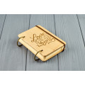 Pocket notebook made of wood A7 on rings "Love is never wrong"