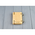 Pocket notebook made of wood A7 on rings "Love is never wrong"