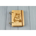 Pocket notebook made of wood A7 on rings "Wolf"