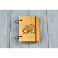 Pocket notebook made of wood A7 on rings "Camera"