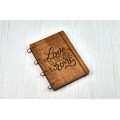 Notebook A5 "Love is never wrong " Dark of plywood on the rings, 60 sheets