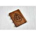 Notebook A5 "Coat of arms of Harry Potter " Dark of plywood on the rings, 60 sheets