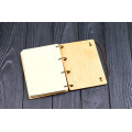 Notebook A6 "I love you2 from plywood Light on rings, 60 sheets