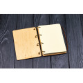 Notebook A6 "Tea Rose" from plywood Light on rings, 60 sheets