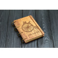 Notebook A6 "Bicycle antique" from plywood Dark on rings, 60 sheets