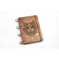 Notebook A6 "CAT mehendi" from plywood Dark on the rings, 60 sheets