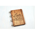 Notebook A6 "Love is never wrong" from plywood Dark on the rings, 60 sheets