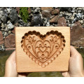 Gingerbread board Heart with flowers wooden size 13 * 16 * 2 cm. Mold for molding gingerbread